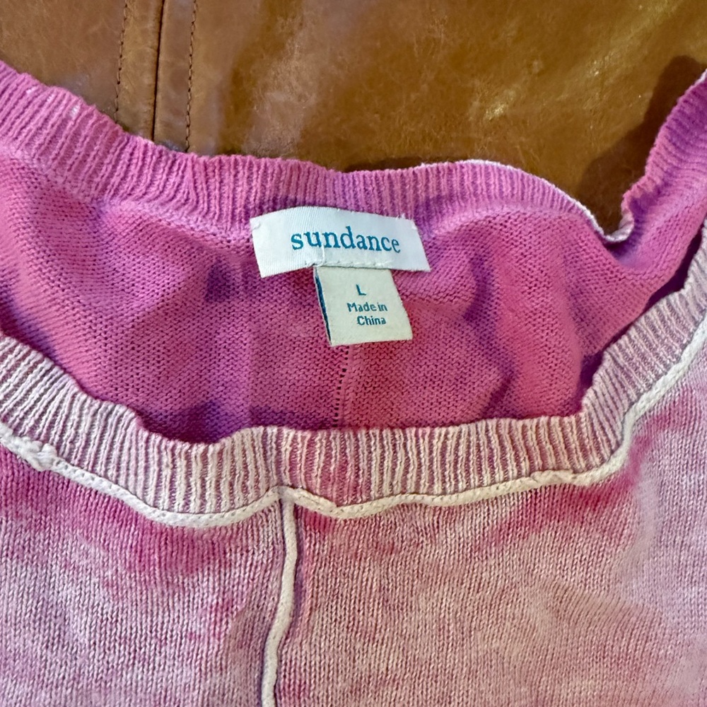SUNDANCE PINK SWEATER MATERIAL SHIRT SIZE LARGE - Picture 2 of 6